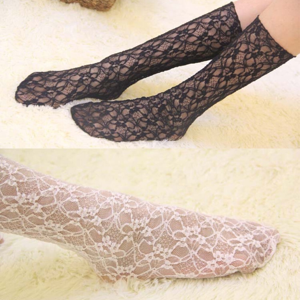 Floral Ladies Boot Socks Ruffle Lace Mesh Heap 2PK NEW